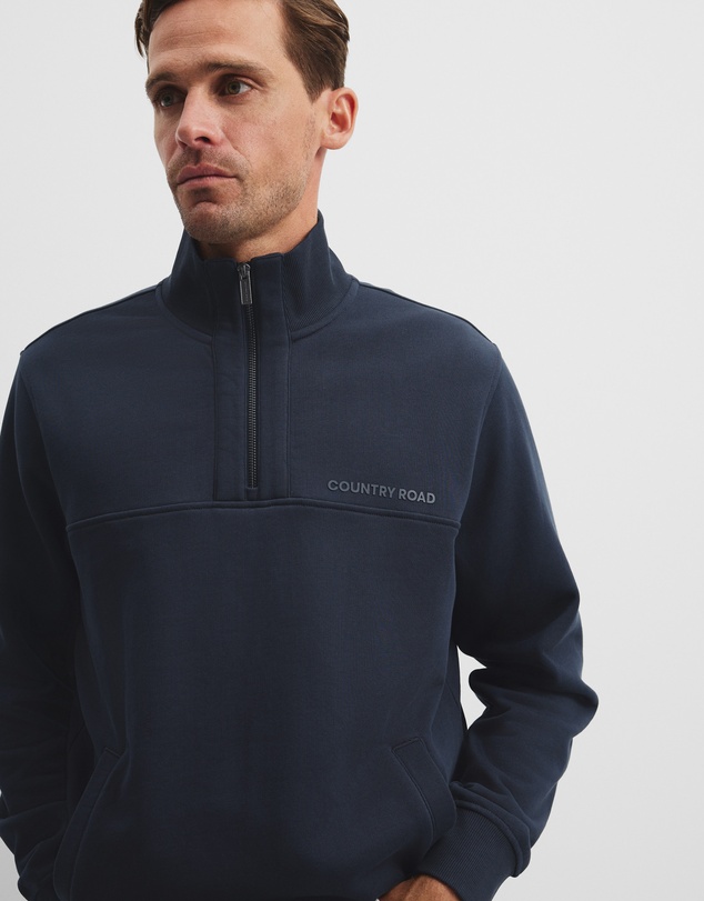 Country Road - Australian Cotton Modern Logo Half Zip Sweat