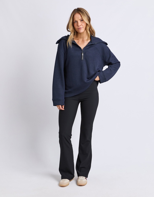 Foxwood - Huntsville Relaxed Zip Crew Navy