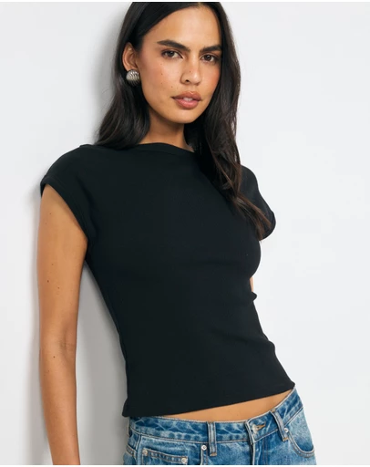 AERE - Zara Cotton Ribbed T-shirt