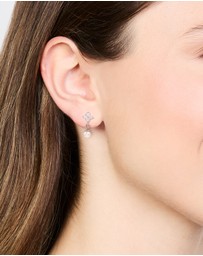 Lovisa - Surgical Steel Pearl Cubic Zirconia Flower Flat Back Earrings
