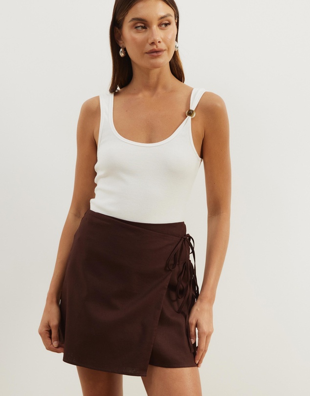 Atmos&Here - Jemima Linen Blend Mini Wrap Skirt