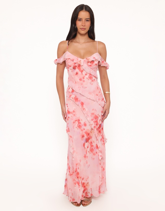 Petal & Pup - Alexia Off Shoulder Maxi Dress - Pink Floral