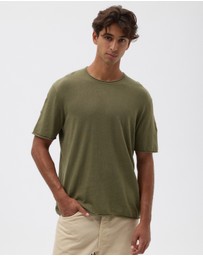 AERE - Linen Blend Rolled Hem Tee