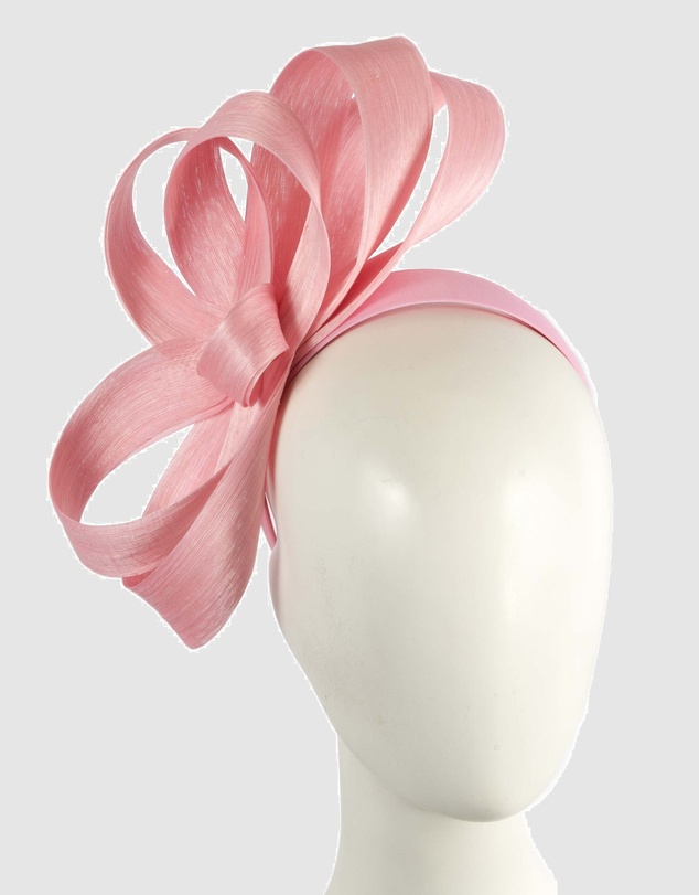 Fillies Collection - Pink Silk Abaca Loops Racing Fascinator