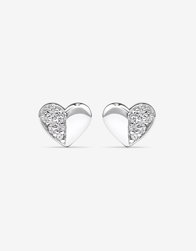 Michael Hill - Pave Heart Stud Earrings with Cubic Zirconia in Sterling Silver