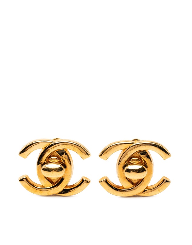 Pre-Loved by Azura Reborn - Pre-Loved Gold Plated CC Turn Lock Clip on Earrings