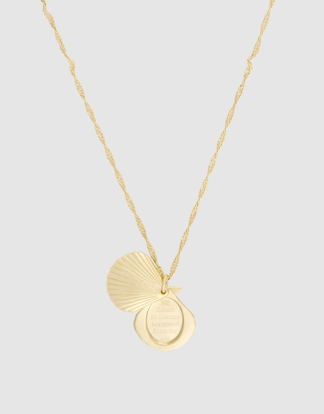 Wanderlust + Co - Seashell Gold Locket Necklace