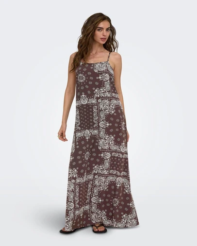 ONLY - Ambel Bandana Print Mini Strap Long Dress