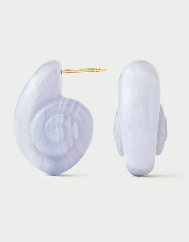 PDPAOLA - Blue Lace Agate Shell Earrings