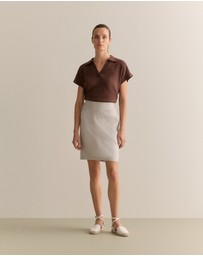 Trenery - Stretch Linen Blend Skirt in Flax