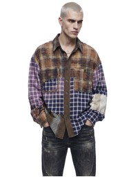 THE TALES - Reworked and Destroyed Mixed Check Shirt