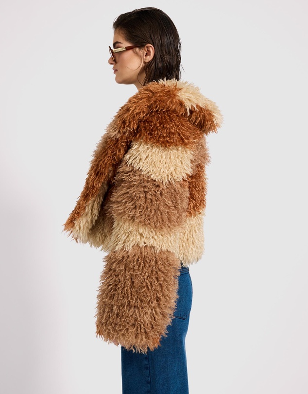 ONE TEASPOON - Mongolian Cropped Faux Fur Jacket