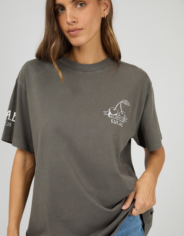 All About Eve - Cherry Pie Relaxed Tee Charcoal
