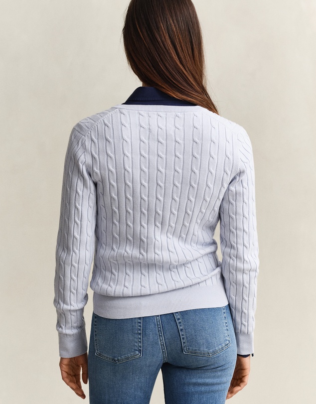 Gant - Stretch Cotton Cable V-Neck Knit