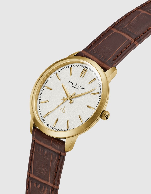 rag & bone - Manston Mens Brown Leather Strap Watch
