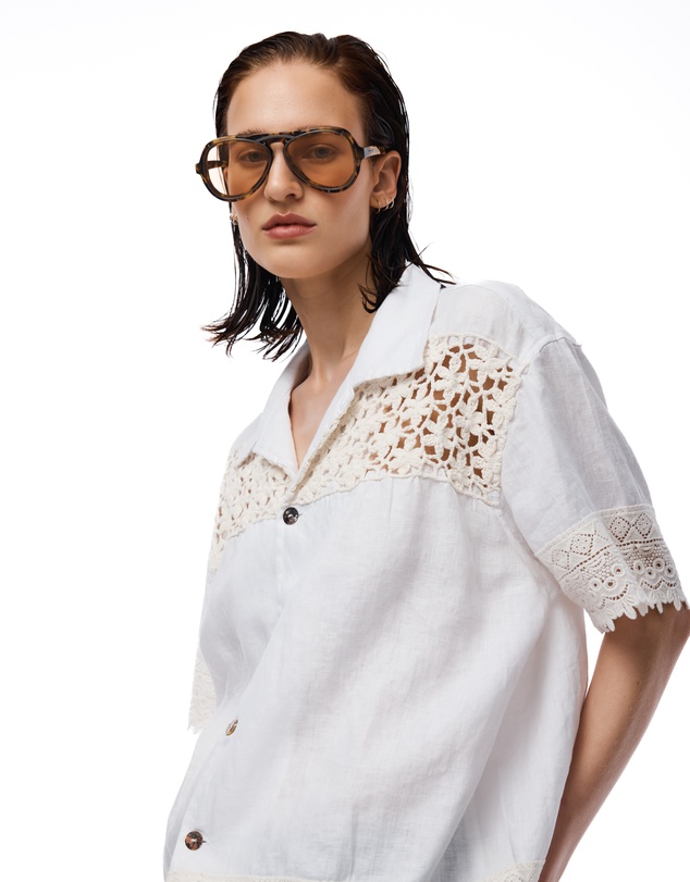 THE TALES - Ravello Linen Crochet Camp Shirt