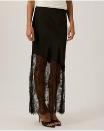 Tussah - Opal Satin Lace Trim Maxi Skirt