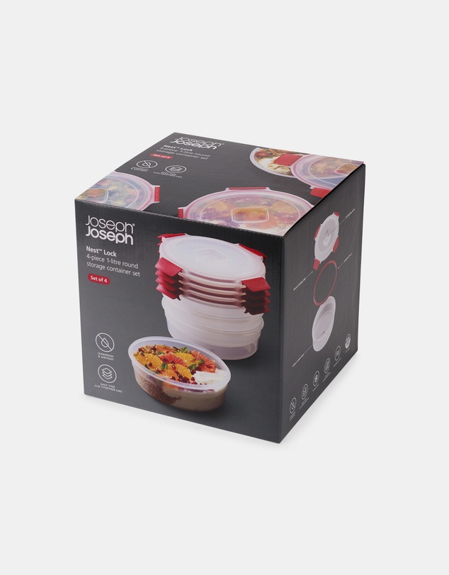 Joseph Joseph - Nest™ Lock 4-piece Round Storage Container Set (Red)