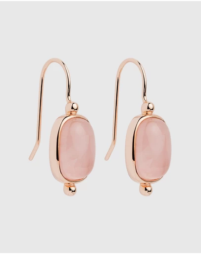 Najo - Fleur Rose Gold Rose Quartz Earrings