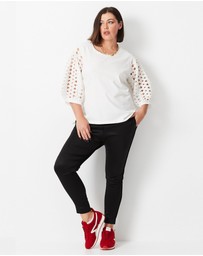 17 Sundays - Cutwork Lace Sleeve Top