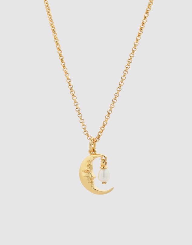 Karen Walker - Moon Necklace with 1 x 5mm Teardrop Freshwater Pearl