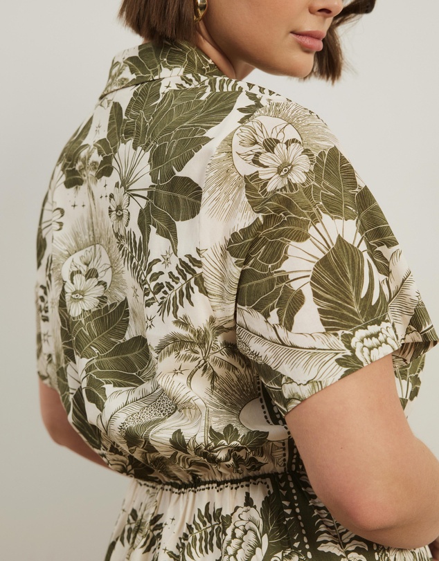 Atmos&Here Curvy - Remi Linen Blend Mini Shirt Dress