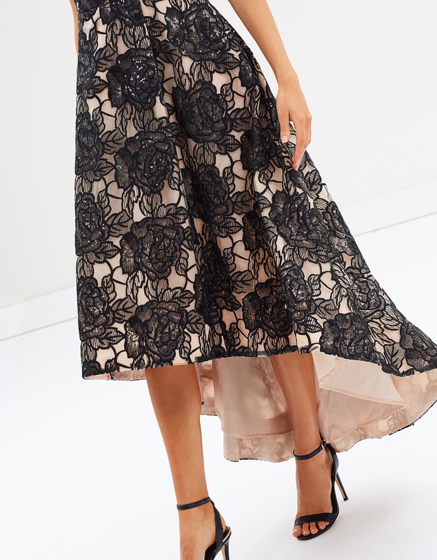 Montique - Brea Embroidered Mesh Cocktail Dress