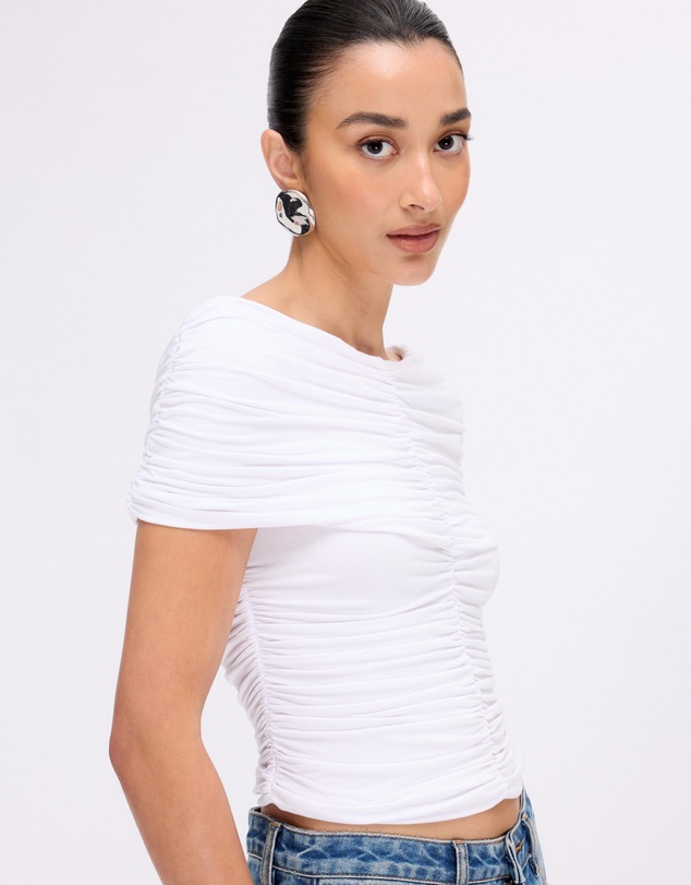 Minima Esenciales - Saffron Jersey Ruched Top