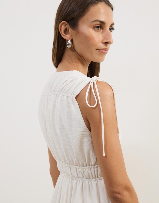 Atmos&Here - Luna Linen Blend Sleeveless Gathered Maxi Dress