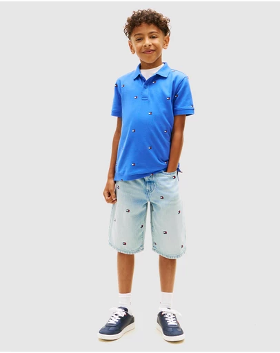 Tommy Hilfiger - Regular Fit Wavy Flag Embroidery Polo Shirt - Kids