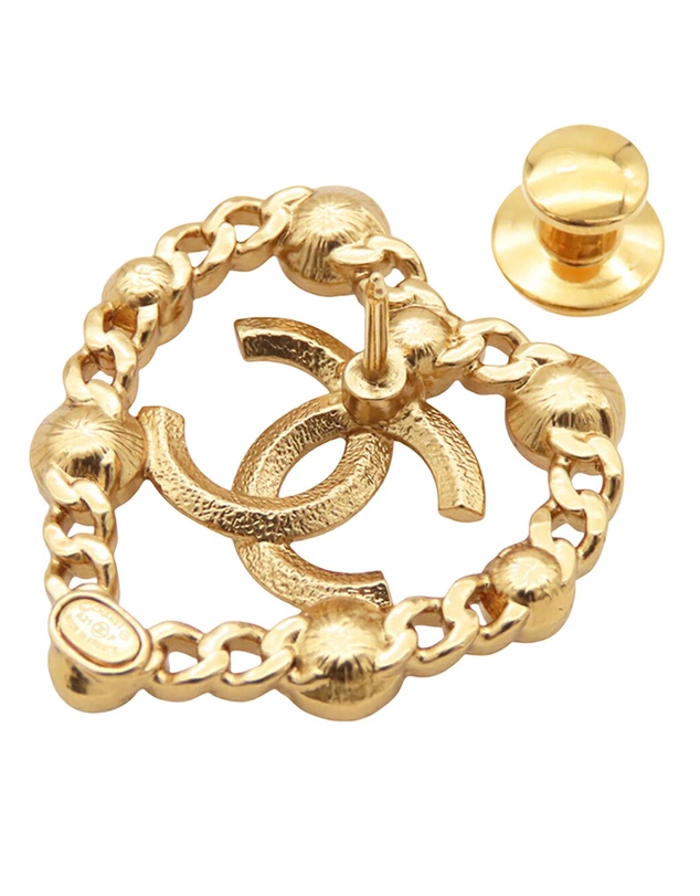Pre-Loved by Azura Reborn - Pre-Loved CC Gold Plated Rhinestone Faux Pearl Heart Brooch