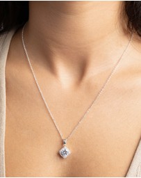 Lovisa - Silver Square Cut Cubic Zirconia Necklace & Earrings Set