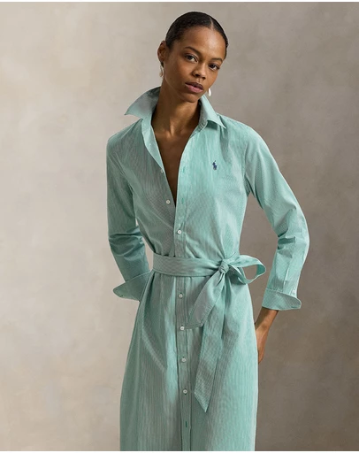 Polo Ralph Lauren - Belted Striped Cotton Shirtdress - The ICONIC Exclusive