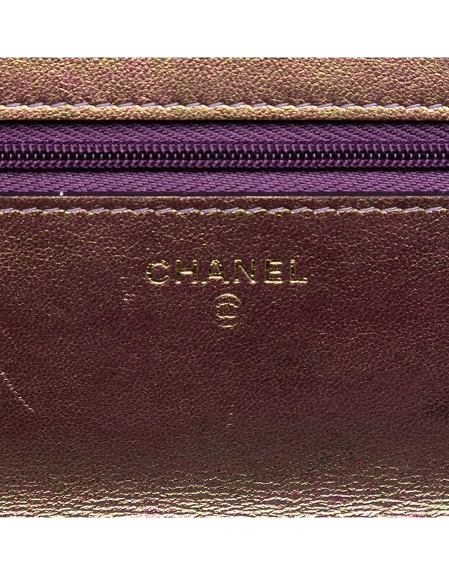 Pre-Loved by Azura Reborn - Pre-Loved CC Quilted Iridescent Lambskin Wallet on Chain