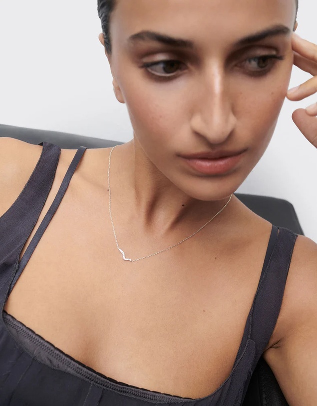 PDPAOLA - Diamonds and White Gold Flow Necklace