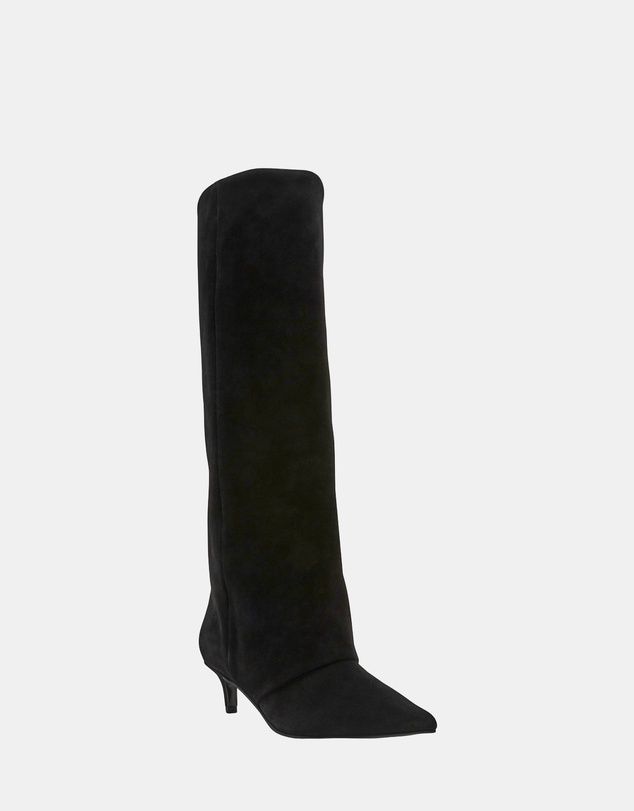 Steve Madden - Luca Black Suede Heeled Boots