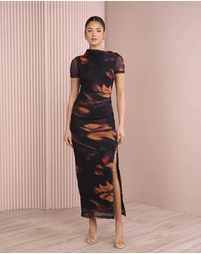 Azzurielle - Herta Ruched Maxi Dress