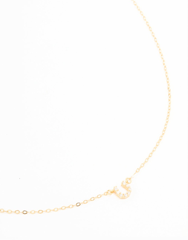 Lovisa - Gold Plated Sterling Silver Cubic Zirconia Horseshoe Necklace