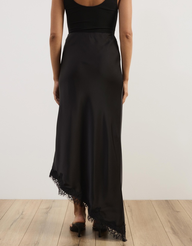 Atmos&Here - Leoni Asymmetric Lace Satin Skirt