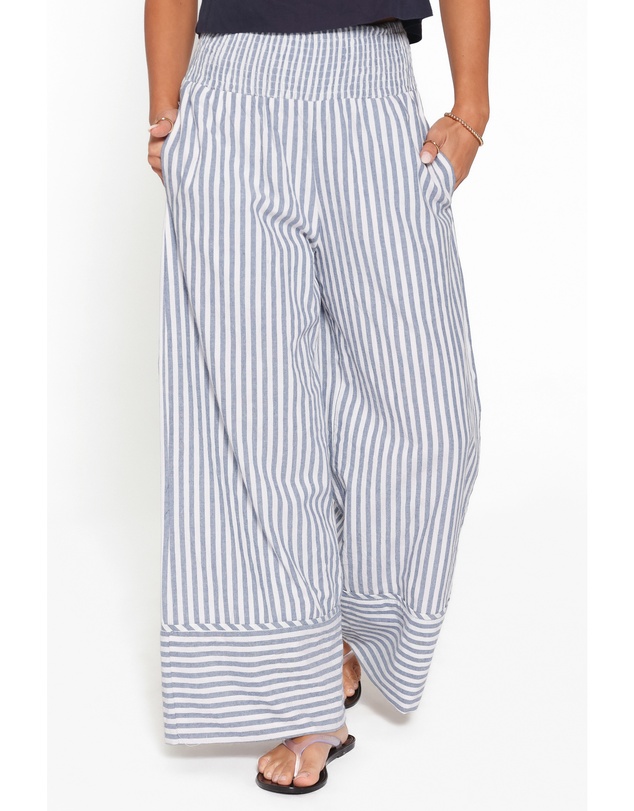 Petal & Pup - Callina Wide Leg Culotte Pants - Blue/White Stripe