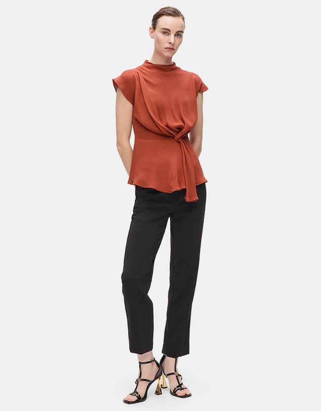 Karl Lagerfeld - Fluid Short Sleeve Knot Blouse