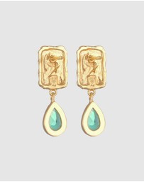 Elli Jewelry - Earrings Ear Hanger Drop Organic Design Quartz Gemstone in 925 Sterling Silver Gold Plated