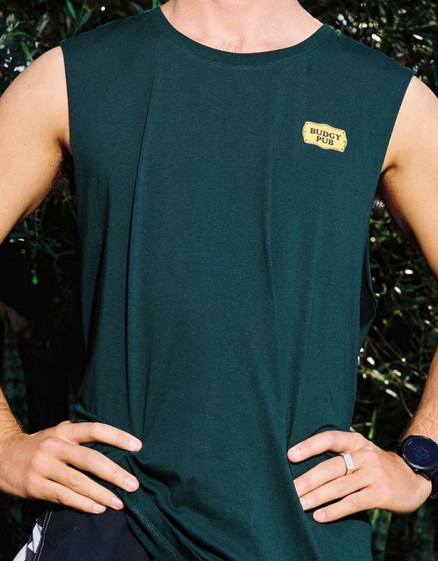 Budgy Smuggler - Green Singlet with Lounging Like A Lizard