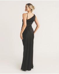 Six Stories - Cowl Front Asymmetrical Satin Bridesmaid Dress