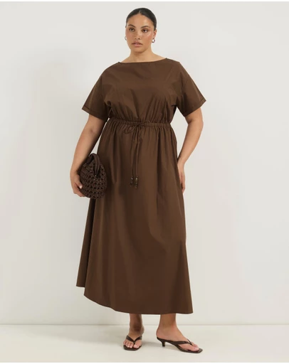 Atmos&Here Curvy - Elena Cotton Poplin Midi Dress