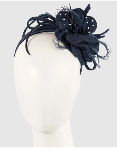 Max Alexander - Felt Navy Flower Fascinator