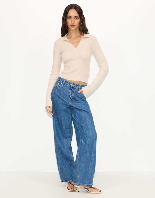 Dazie - Gretta Collared Knit Top