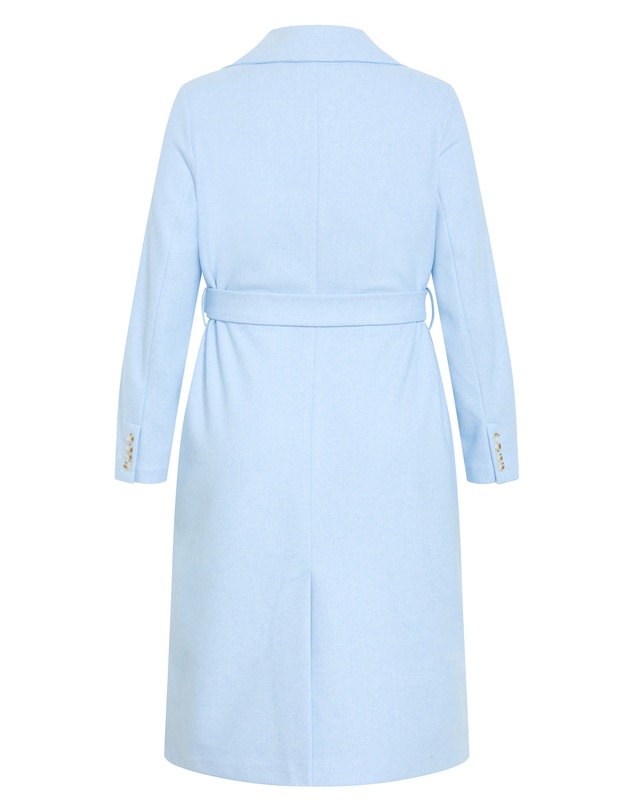 City Chic - Plus size Riley Row Belted Coat - powder blue