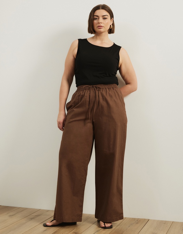 Atmos&Here Curvy - Fiona Linen Blend Drawstring Pants