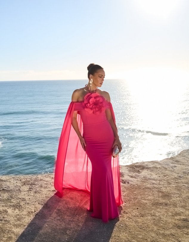 CATHERINE FERRARO - Chloe Cape Halter Gown